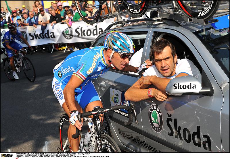 161.jpg - PAOLO BETTINI WITH FRANCI BALLERINI IN THE 2008 ELITE MENS WORLD ROAD CHAMPIONSHIPS